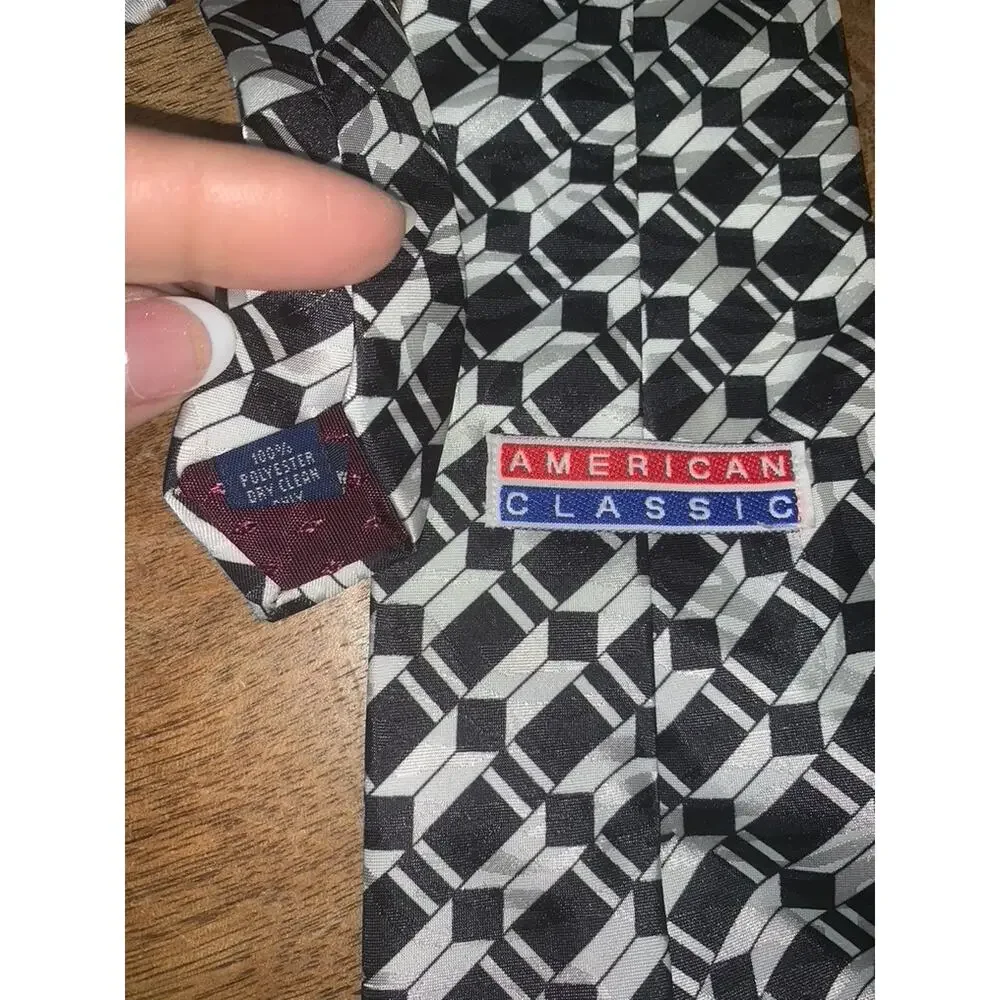 American Classics Black Geometric Silk Designer‎ Tie